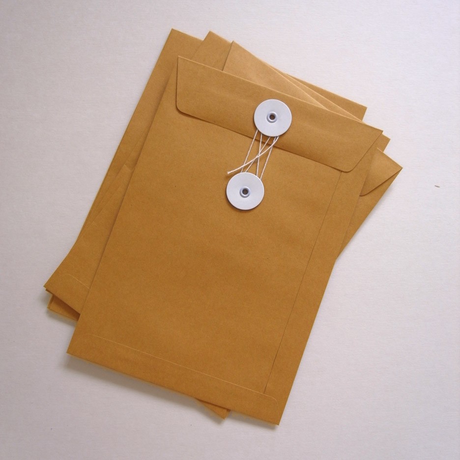 Set Of 5 Eyelets White String Open End Flat Kraft Paper Envelopes 125