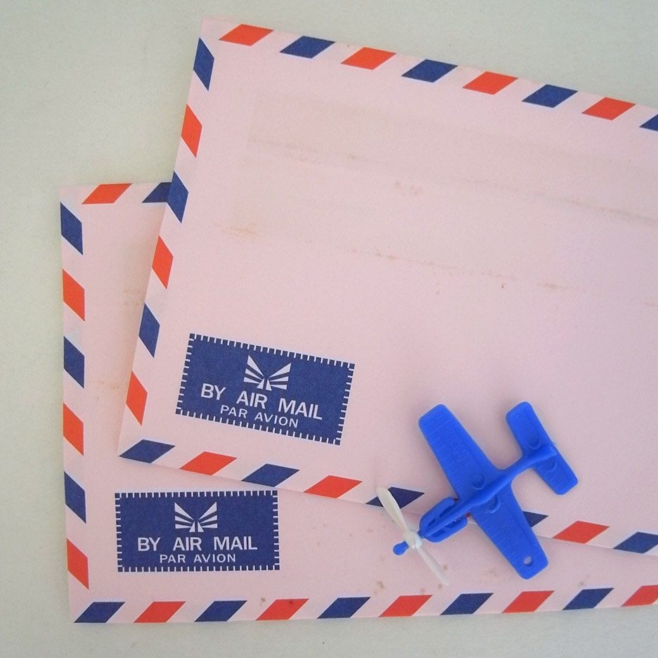 15 genuine vintage pink french style THAI airmail par avion flat envelopes 23cm X 11cm 70gram