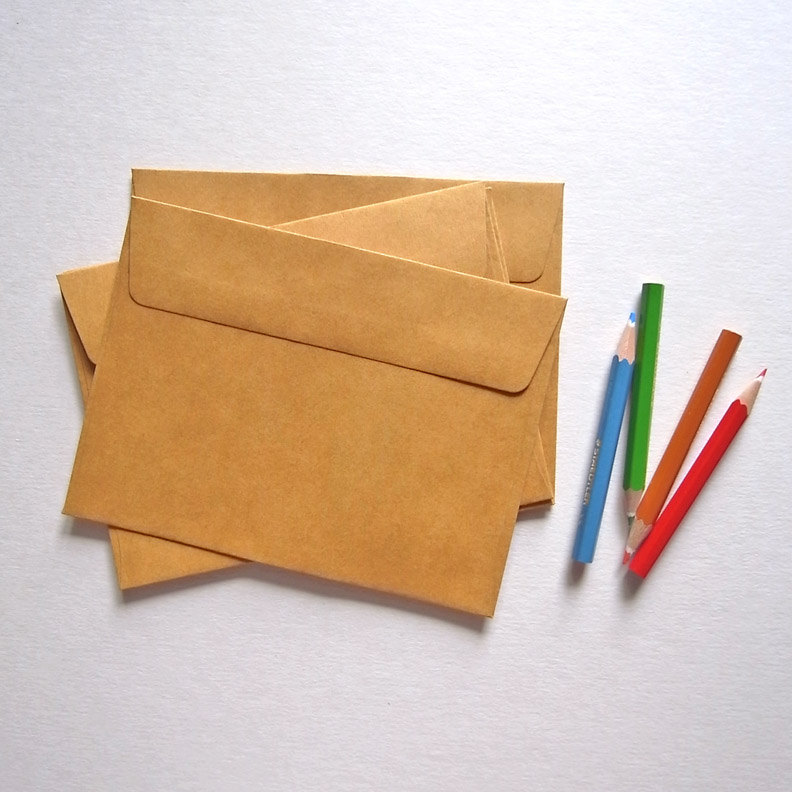 25 Kraft envelopes 11cmX15cm 125g side open great for photo or postcard flat envelope paper bags