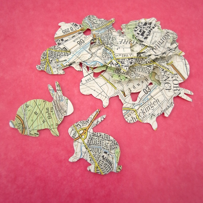 20 map bunny label seal stickers ready to use map atlas papers embllishment