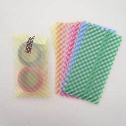 Set of 12 stripe pastel glassine envelopes bags - - 14cm X 7cm perfect for small card and coin