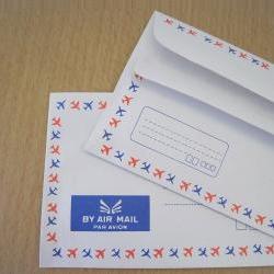 Set of 20 French stripe tri -colors airplane graphic trim self glue airmail envelopes 50grm.