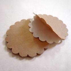 15 large circle scallop kraft label tag sticker diameter 3 inch scrapbooking or packing
