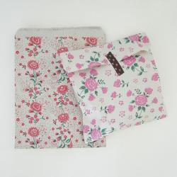 XL size 26 cmX20cm Set 30 vintage style flower 2 colors recycle paper bags gift bags gift wrap